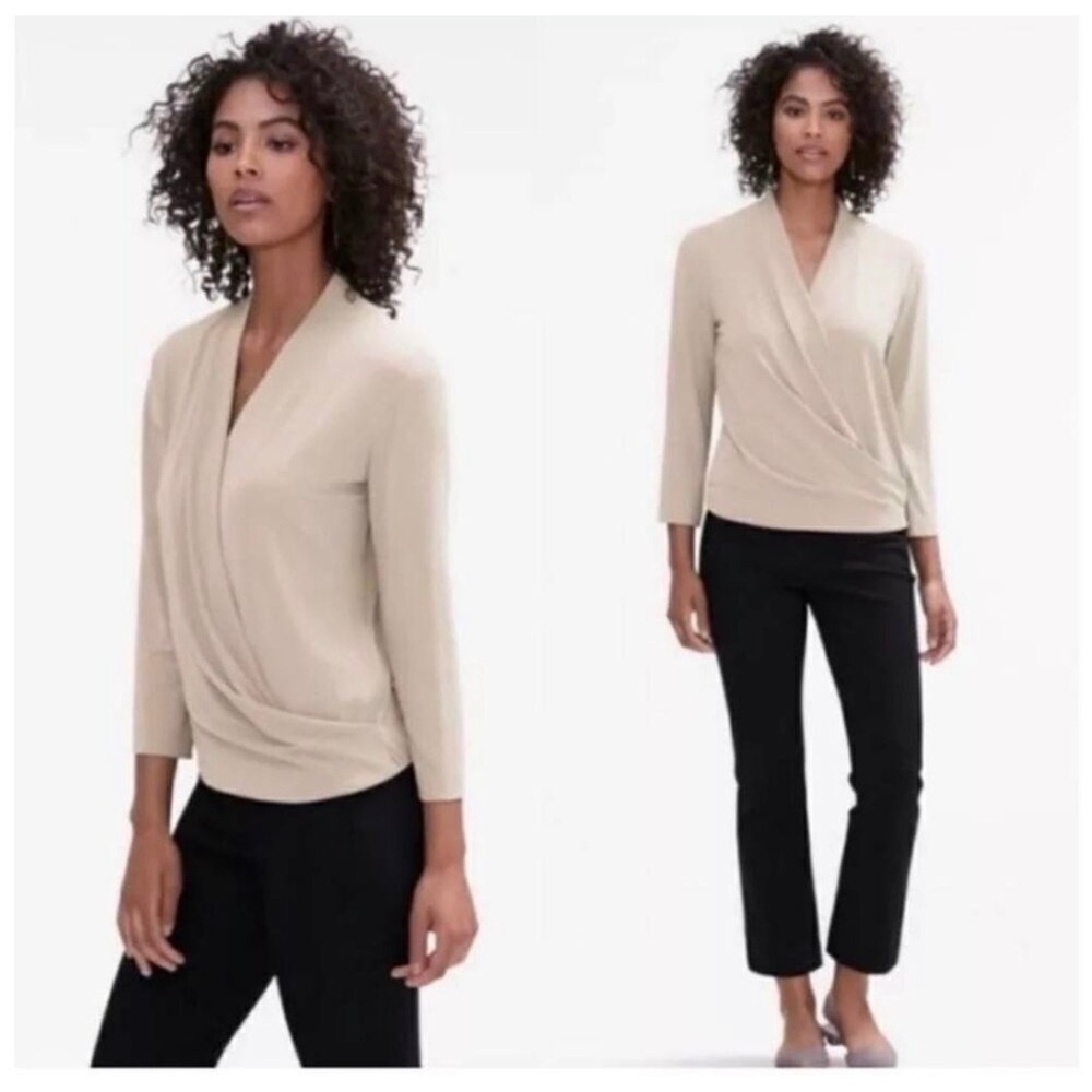 M.M.LaFleur Deneuve‎ blouse 2X crepe knit career minimalist office preppy
